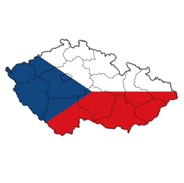 Території Регіонів Карті Адміністративними Поділами Кордонами Чеської Республіки Обрізаним Шляхом — стокове фото