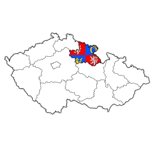 Emblema Della Regione Hradec Kralove Sulla Mappa Con Divisioni Amministrative — Foto Stock