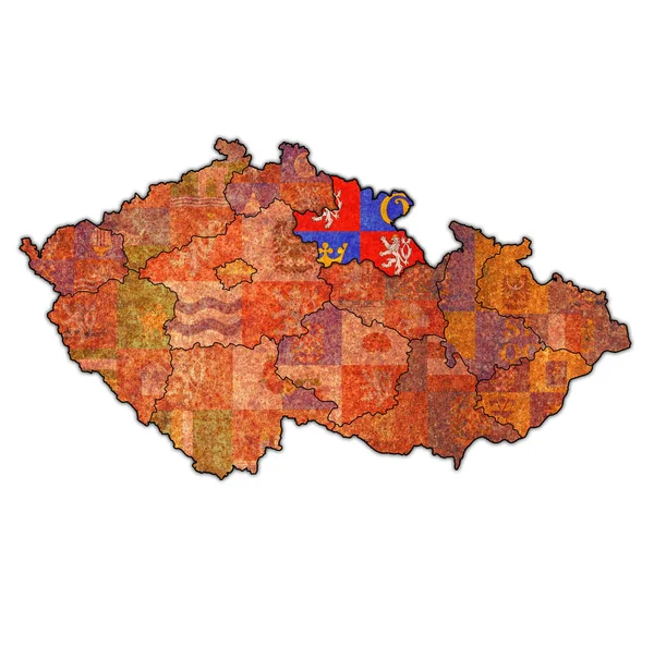 Emblema Región Kralove Del Hradec Mapa Con Divisiones Administrativas Fronteras — Foto de Stock