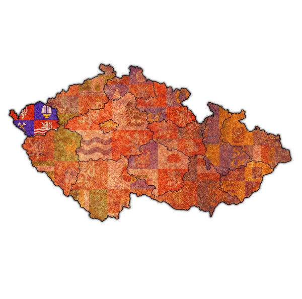 Emblem Karlovy Vary Region Map Administrative Divisions Borders Czech Republic — Stock Photo, Image