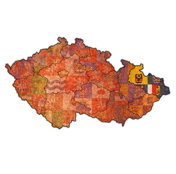 Emblem Moravian Silesian Region Map Administrative Divisions Borders Czech Republic — Stock Photo, Image