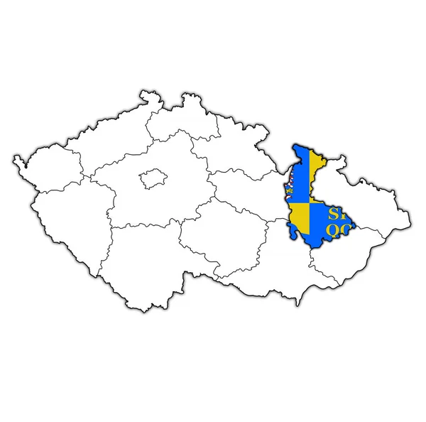 Emblème Région Olomouc Sur Carte Avec Divisions Administratives Frontières République — Photo