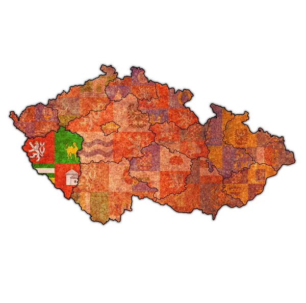 Emblem Plzen Region Map Administrative Divisions Borders Czech Republic — Stock Photo, Image