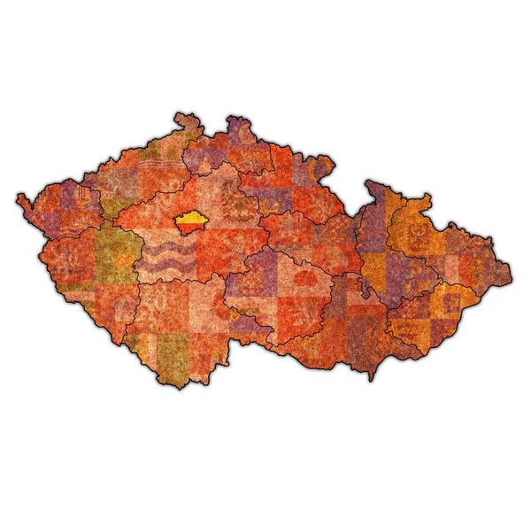 Znak Regionu Praha Mapě Administrativními Divizemi Hranicemi České Republiky — Stock fotografie