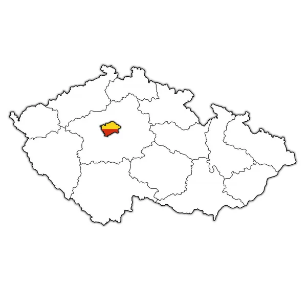 Emblema Região Praga Mapa Com Divisões Administrativas Fronteiras República Checa Imagem De Stock