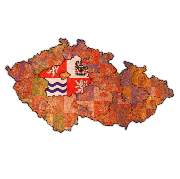 Emblem Central Bohemian Region Map Administrative Divisions Borders Czech Republic — Stock Photo, Image