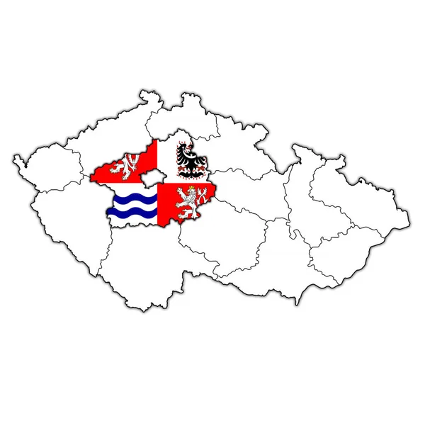 Wappen Der Mittelböhmischen Region Auf Der Karte Mit Den Verwaltungseinheiten — Stockfoto