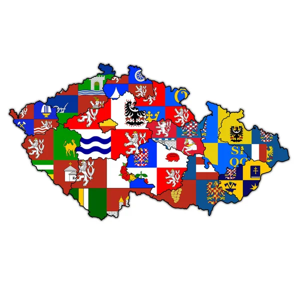 Emblems Regions Map Administrative Divisions Borders Czech Republic Clipping Path — Stock Photo, Image