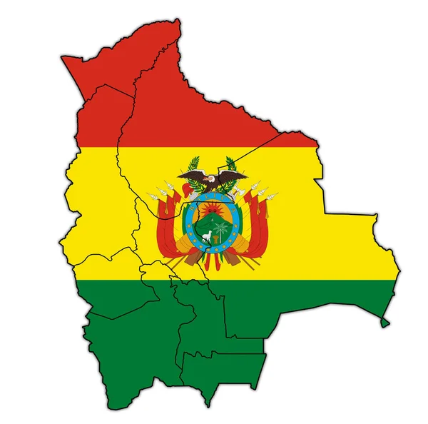 Territorios Bandera Regiones Mapa Con Divisiones Administrativas Fronteras Bolivia Con —  Fotos de Stock