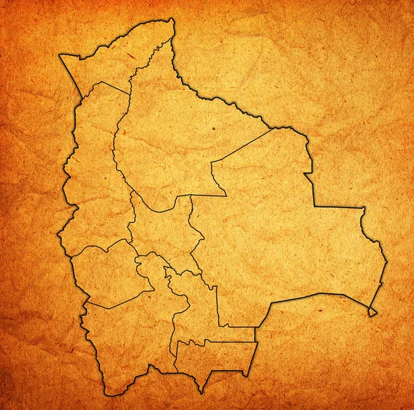 Territorios Regiones Mapa Con Divisiones Administrativas Fronteras Bolivia Con Ruta — Foto de Stock