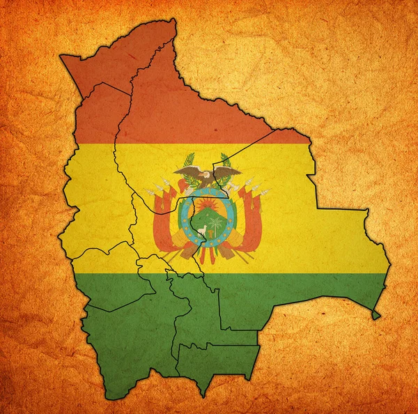 Territories Flag Regions Map Administrative Divisions Borders Bolivia Clipping Path — Stock Photo, Image