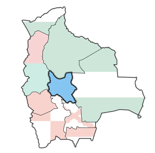 Území Vlajka Regionu Cochabamba Mapě Administrativními Divizemi Hranicemi Bolívie Oříznutou — Stock fotografie