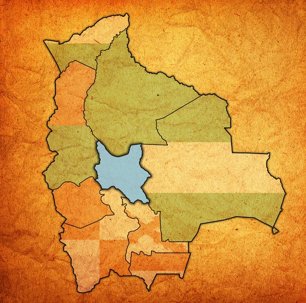 Territorio Bandera Región Cochabamba Mapa Con Divisiones Administrativas Fronteras Bolivia — Foto de Stock