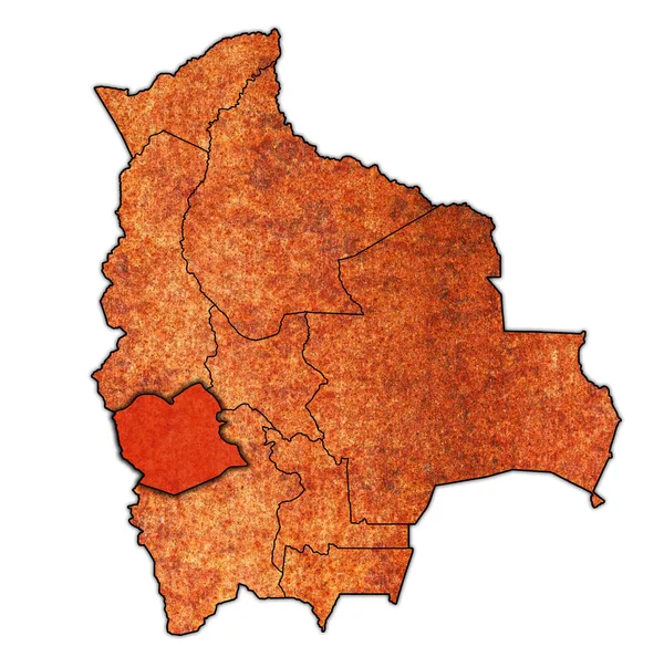 Território Bandeira Região Oruro Mapa Com Divisões Administrativas Fronteiras Bolívia — Fotografia de Stock
