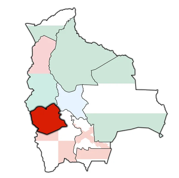 Territorium Vlag Van Regio Oruro Kaart Met Administratieve Sectoren Grenzen — Stockfoto