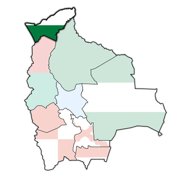 Territorium Und Flagge Der Region Pando Auf Der Karte Mit — Stockfoto