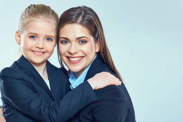 Close up portrait of business woman with little girl. — Stock Photo, Image