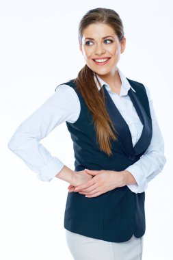 Gülümseyen busines kadın. Beyaz izole