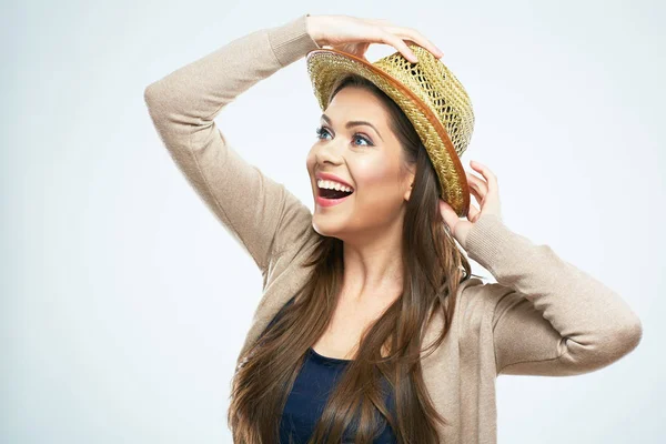 Hermosa mujer feliz retrato aislado . — Foto de Stock