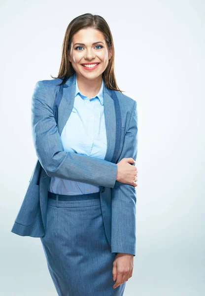 Retrato de mulher de negócios sorridente. Jovem modelo feminino com h longo — Fotografia de Stock