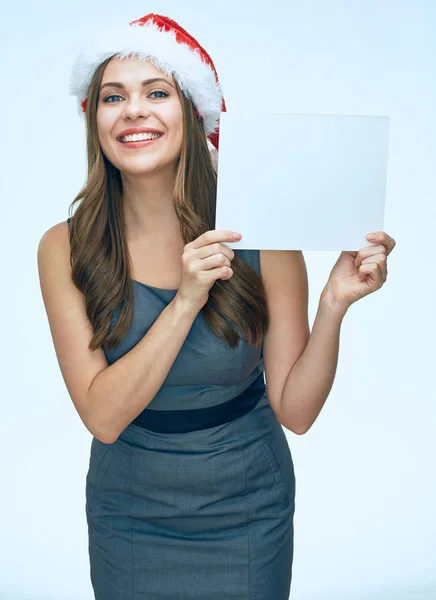 Vrouw bedrijf witte teken boord — Stockfoto