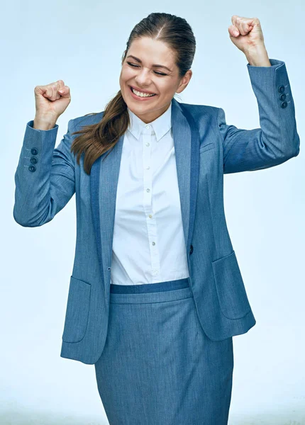 Happy business woman wearing business suit. — Stock Photo, Image