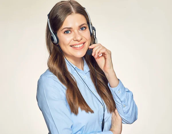 Portret uśmiechnięta kobieta pracownik obsługi klienta. — Zdjęcie stockowe