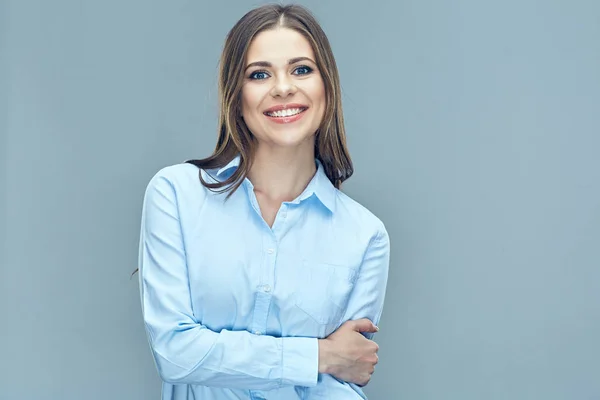 Jovem sorridente mulher de negócios isolado retrato . — Fotografia de Stock