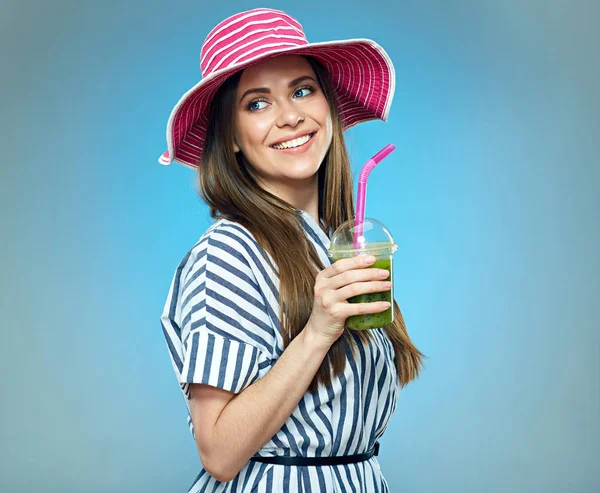 Woman holding glass with juice — Stock Photo, Image