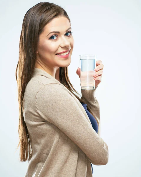 Woman holding water glass — Zdjęcie stockowe