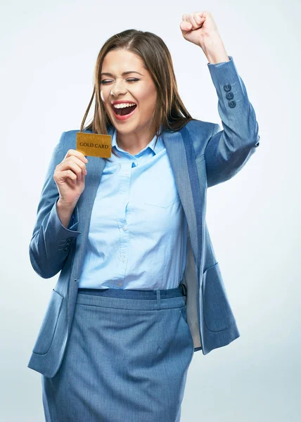 Woman holding credit card — Stock Photo, Image