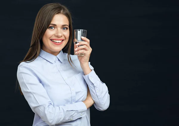 Young woman holding glass with water — Stock Photo, Image