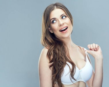 Şaşırtıcı kadın portre sutyen meme ile