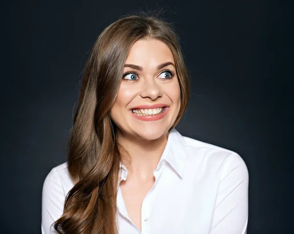 Mirada de la cara en la situación incómoda de la mujer joven . — Foto de Stock