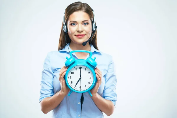 Business-portret van de lachende vrouw. Witte achtergrond geïsoleerd. — Stockfoto