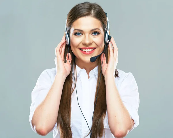 Smiling woman operator of call center support. Stock Picture