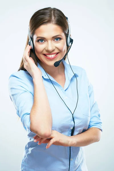 Business consultant woman in headphones Royalty Free Stock Images