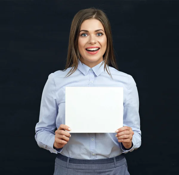 Geschäftsfrau mit Werbetafel — Stockfoto