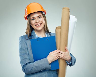 Gülümseyen iş kadın holding teknik resim.