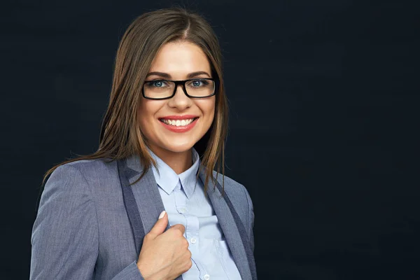 Detail tváře portrét s úsměvem obchodních žena nosí eyeglas — Stock fotografie