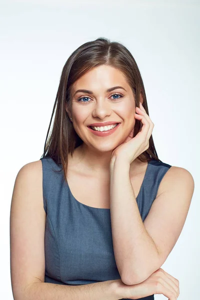 Close-up van portret van jonge Glimlachende zakenvrouw. — Stockfoto
