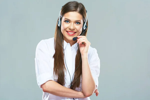 Asesora de negocios mujer en auriculares — Foto de Stock