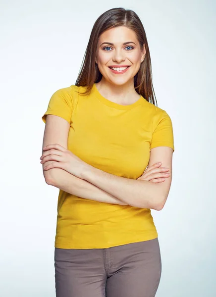 Smiling woman portrait isolated on white background. — Stock Photo, Image