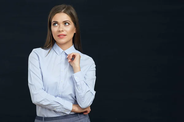 Retrato Mujer Negocios Joven Sobre Fondo Negro Retrato Estudio — Foto de Stock