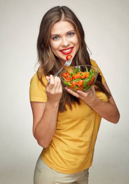 sebze salata Çatalla yemek kadın