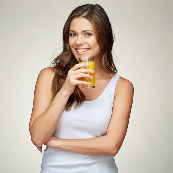 Woman holding glass with juice — Stock Photo, Image