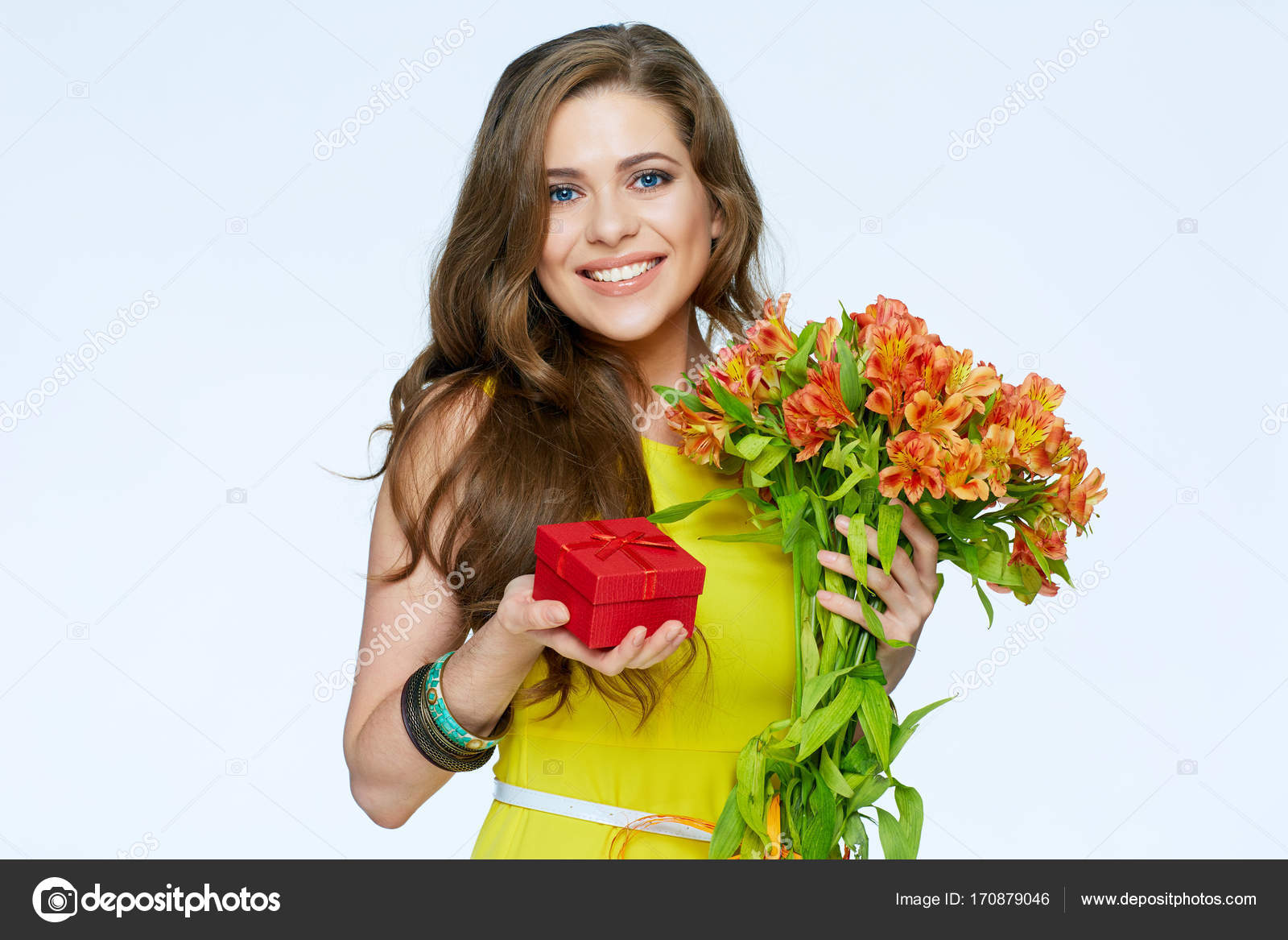 yellow dress with red flowers