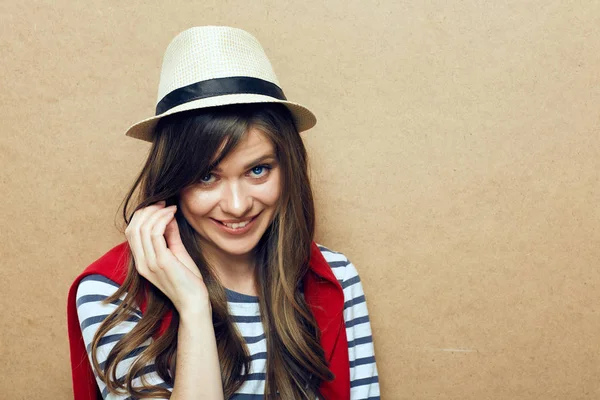 Portrait of young woman wearing hat. — Stock Photo, Image