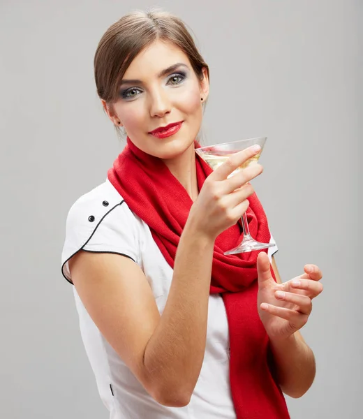 Smiling woman holding martini glass with alcohol. — Stock Photo, Image