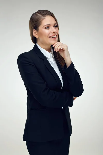 Young Smiling Businesswoman Business Suit Looking Side — Stock Photo, Image